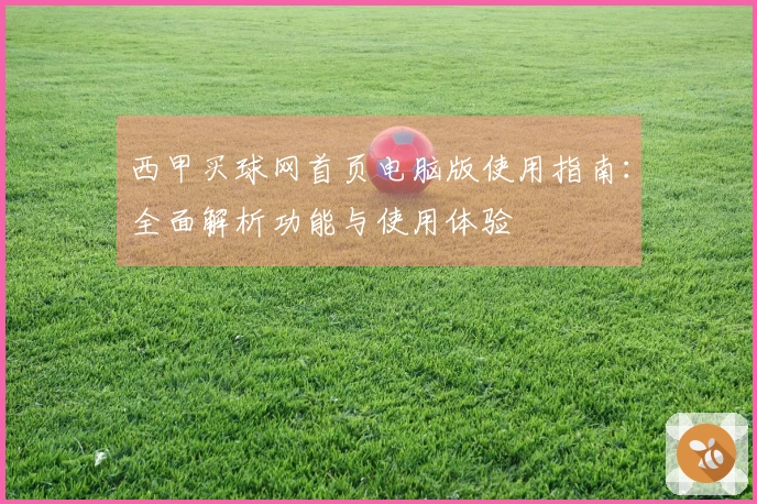 西甲买球网首页电脑版使用指南：全面解析功能与使用体验